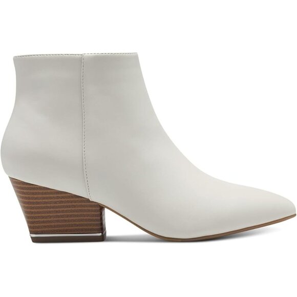 Alfani Womens Armena Faux Suede Pointed Toe Zipper Ankle Booties Ivory Size 10M - Picture 1 of 5